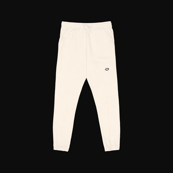 Embroidered Minimal Logo Sweatpants — Garment-Dyed Fleece Joggers