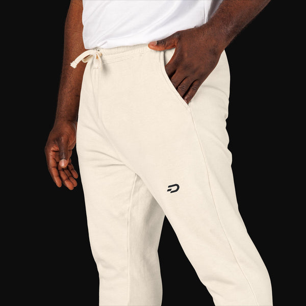 Embroidered Minimal Logo Sweatpants — Garment-Dyed Fleece Joggers