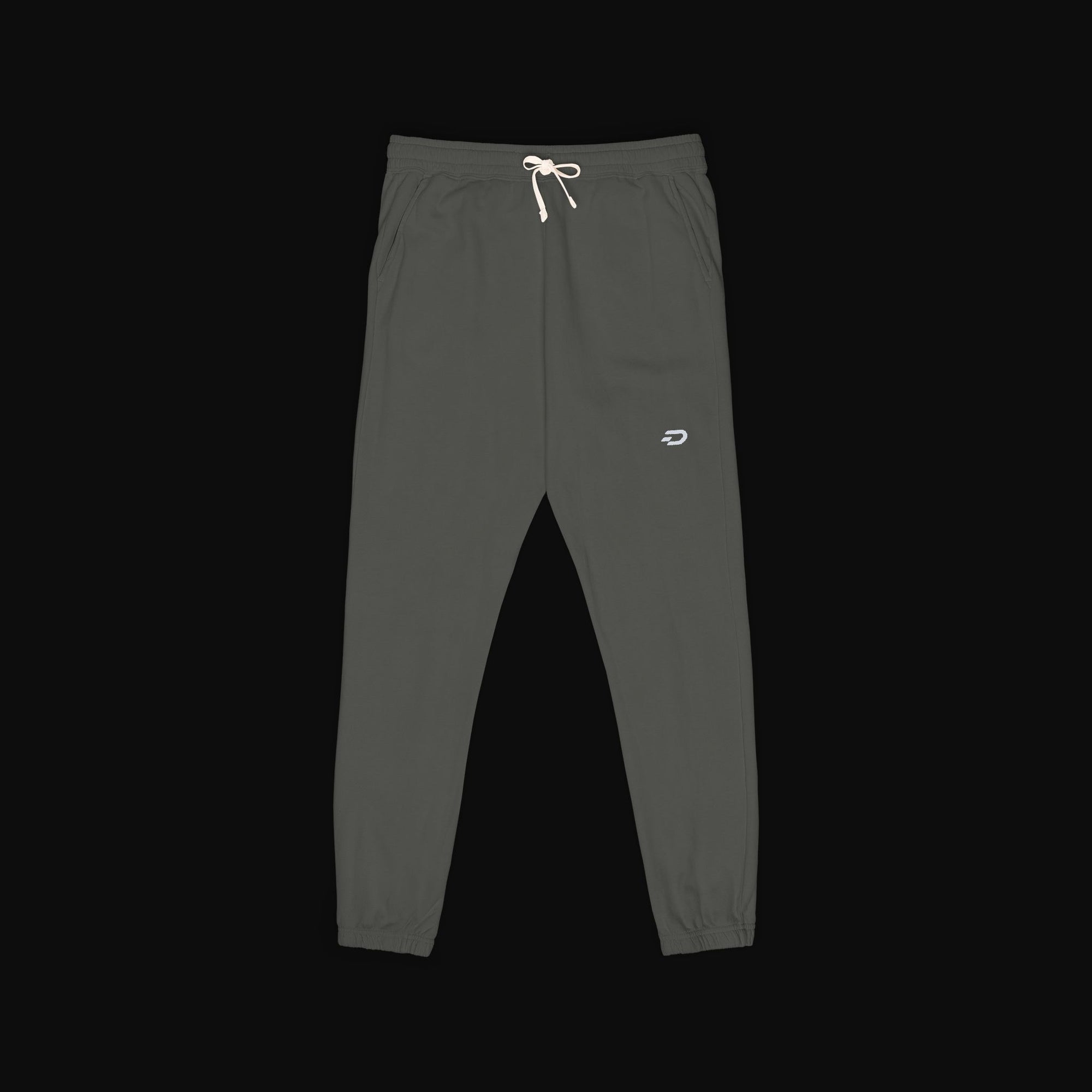Embroidered Minimal Logo Sweatpants — Garment-Dyed Fleece Joggers