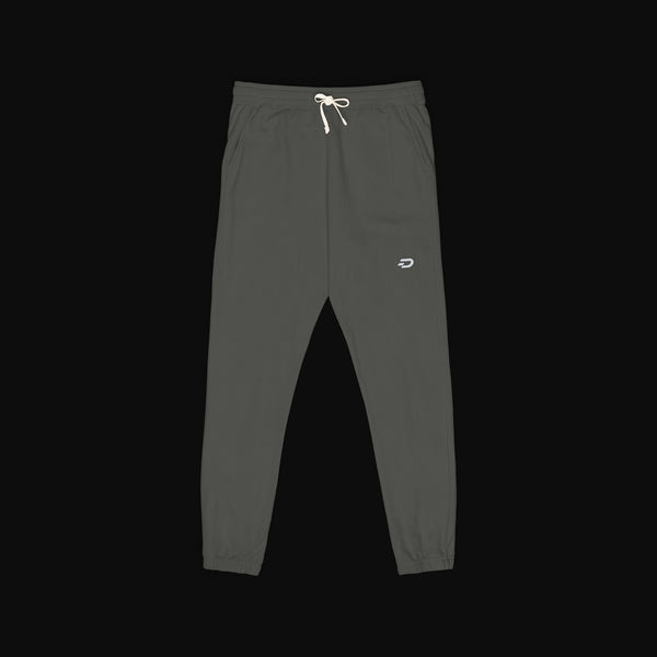 Embroidered Minimal Logo Sweatpants — Garment-Dyed Fleece Joggers