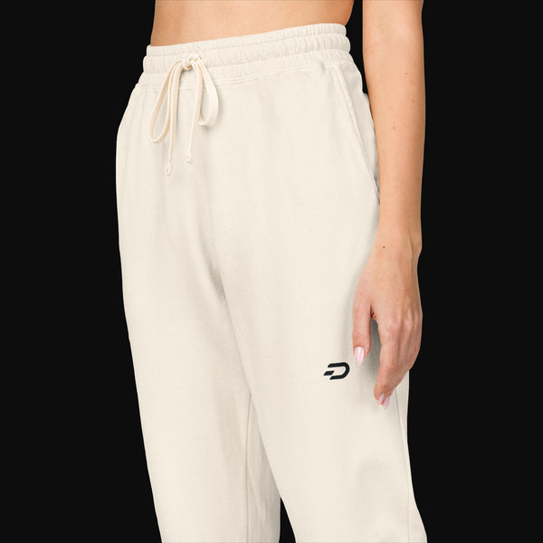 Embroidered Minimal Logo Sweatpants — Garment-Dyed Fleece Joggers