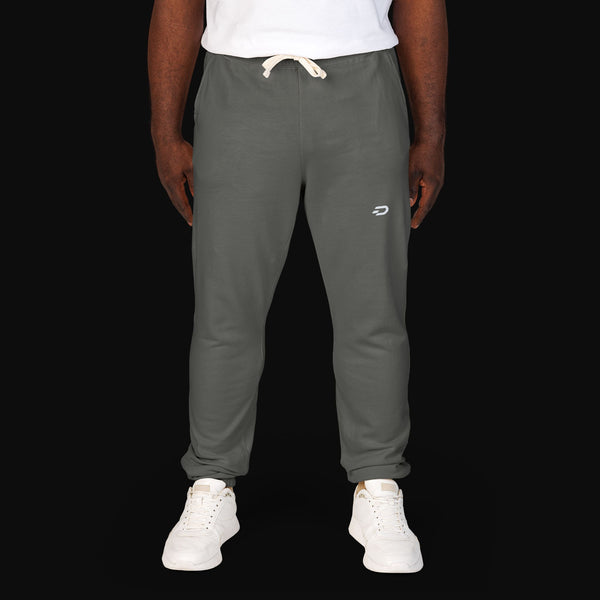 Embroidered Minimal Logo Sweatpants — Garment-Dyed Fleece Joggers